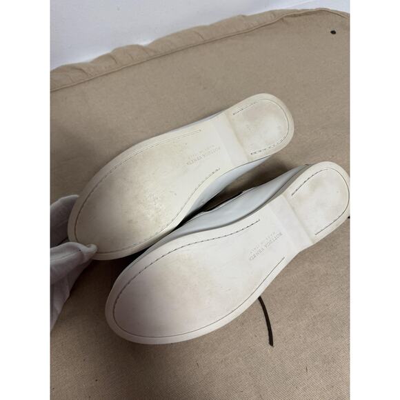 Bottega Veneta Boat Shoes Mens Size 8.5 White Intrecciato Leather Made in Italy